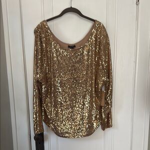Halogen Gold Sequin Blouse with Relaxed Fit